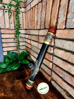 Điếu cày du lịch mini trúc rút bọc đồng khảm (kèm bao da loại dày có túi phụ) 5 dieu cay truc rut dong kham 5 1