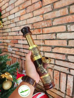 Điếu cày mini bỏ túi trúc rút bọc đồng khảm MNBT02