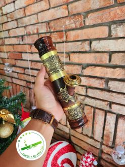 Điếu cày mini bỏ túi trúc rút bọc đồng khảm MNBT02