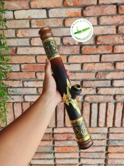Điếu cày mini trúc rút đế cẩm bọc đồng khảm