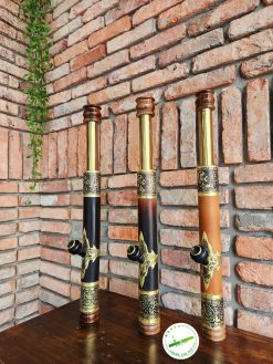 Điếu cày mini trúc rút đế cẩm bọc đồng khảm