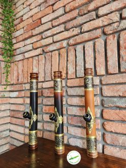 Điếu cày mini trúc rút đế cẩm bọc đồng khảm