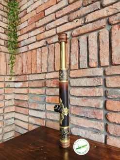 Điếu cày mini trúc rút đế cẩm bọc đồng khảm