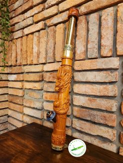 Điếu cày rút mini gỗ hương đỏ trạm rồng nổi