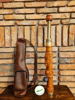 Điếu cày rút mini gỗ hương đỏ trạm rồng nổi