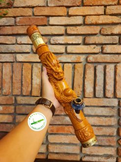Điếu cày rút mini gỗ hương đỏ trạm rồng nổi