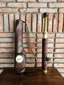 Điếu cày rút mini gỗ mun đen trạm rồng MNM02