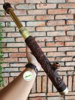 Điếu cày rút mini gỗ mun đen trạm rồng MNM02