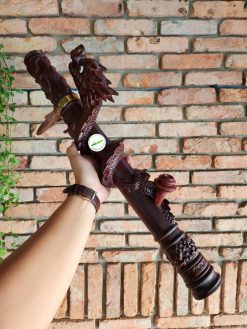 Điếu cày mun trạm rồng cuộn D10