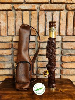 Điếu cày gỗ hương nâu mini rút trạm rồng nổi