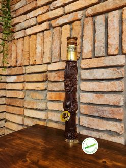 Điếu cày gỗ hương nâu mini rút trạm rồng nổi