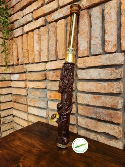 Điếu cày gỗ hương nâu mini rút trạm rồng nổi