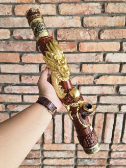 Điếu cày gỗ mun mini rút trạm rồng nổi MNM03 45cm bền đẹp 4 Điếu cày gỗ mun mini rút trạm rồng nổi MNM03