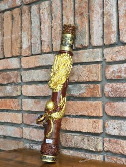 Điếu cày gỗ mun mini rút trạm rồng nổi MNM03 45cm bền đẹp 3 Điếu cày gỗ mun mini rút trạm rồng nổi MNM03