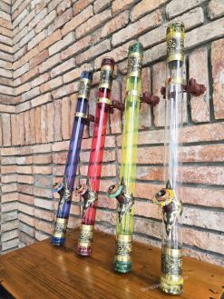 Điếu cày trong suốt đế ngọc đồng nổi TS8