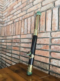 Điếu cày mini rút trúc bọc đồng khảm ngọc MNBT11