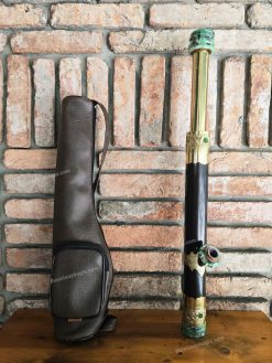 Điếu cày mini rút trúc bọc đồng khảm ngọc MNBT11