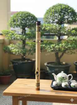 Điếu cày nứa thửa bọc đồng khảm DN05