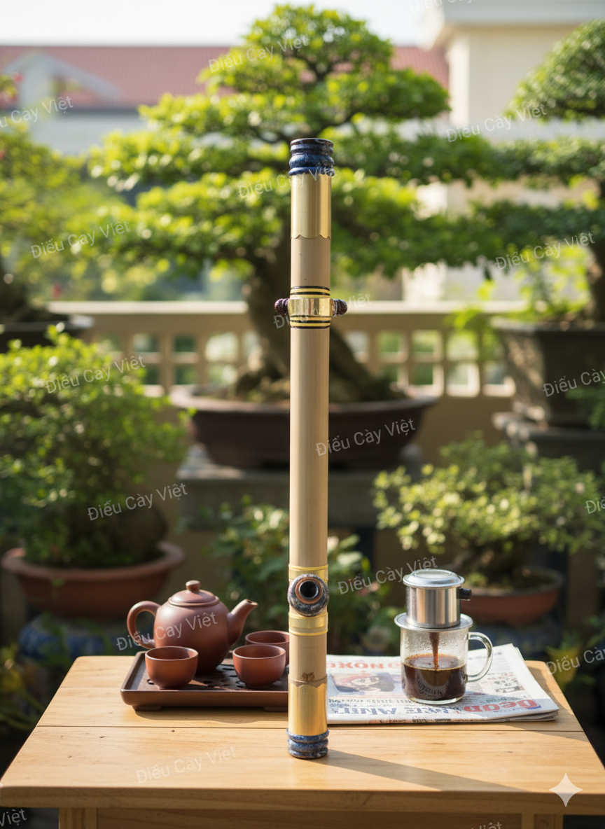 Điếu cày nứa thửa bọc đồng trơn DN06