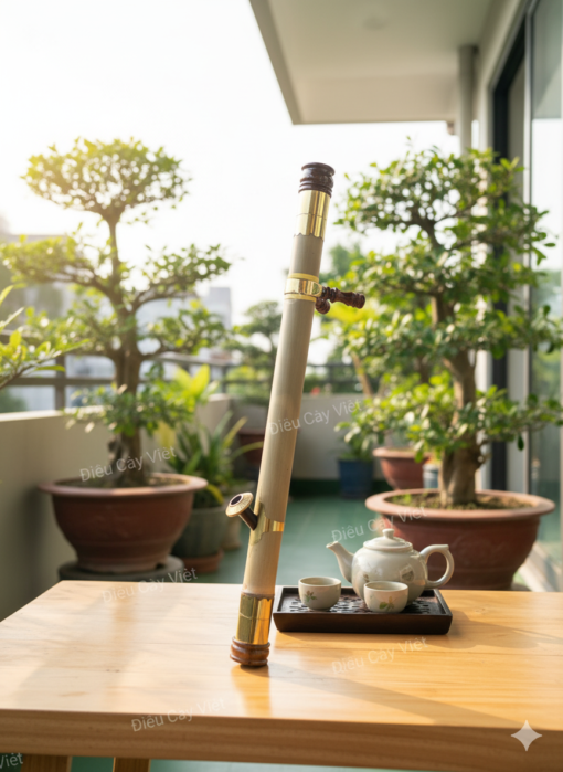 Điếu cày nứa thửa bọc đồng khảm DN06