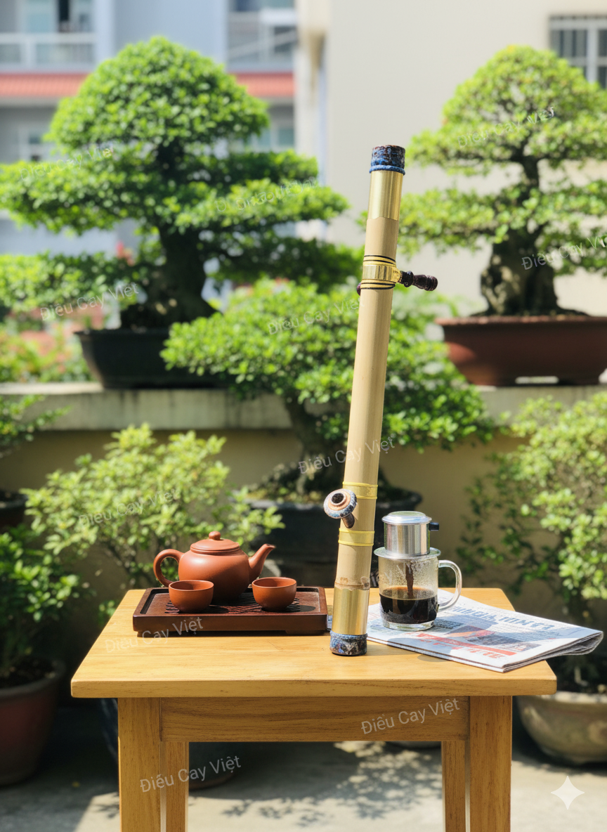 Điếu cày nứa thửa bọc đồng trơn DN06