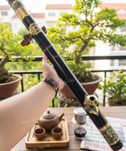 Điếu cày trúc bọc đồng khảm N13