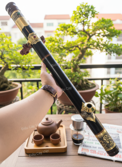 Điếu cày trúc bọc đồng khảm N13