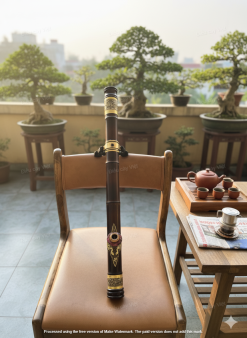 Điếu cày trúc bọc đồng khảm N28