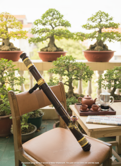 Điếu cày trúc bọc đồng khảm N28