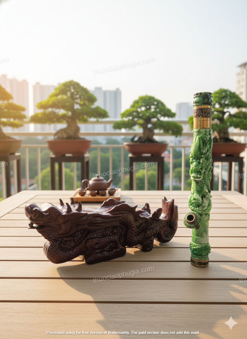 Bộ điếu cày đại long pháo gỗ khối - đẳng cấp bo-dieu-cay-dai-long-phao-ngoc-khoi-brk02