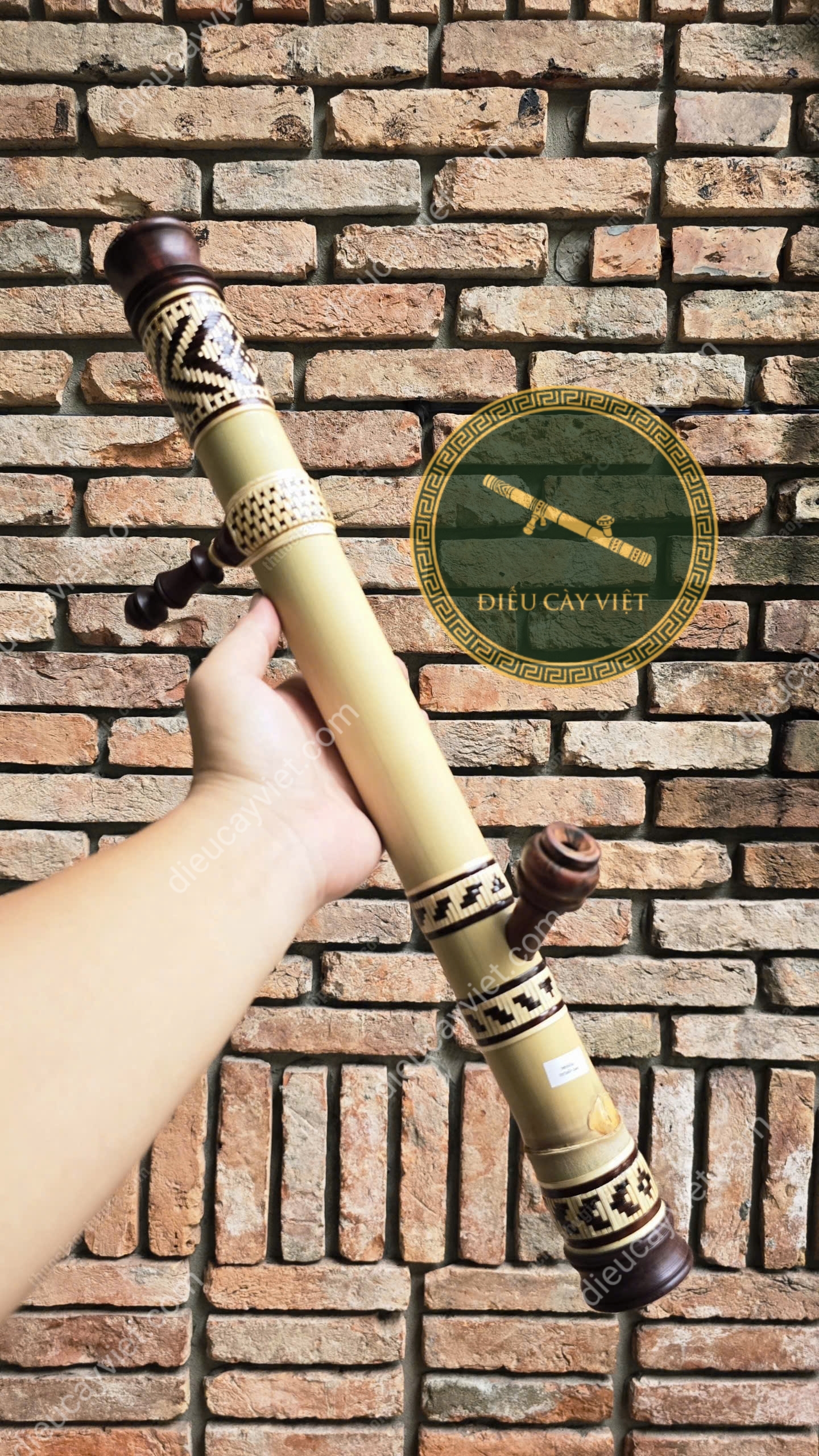 Điếu cày nứa bọc mây nõ cẩm DN09