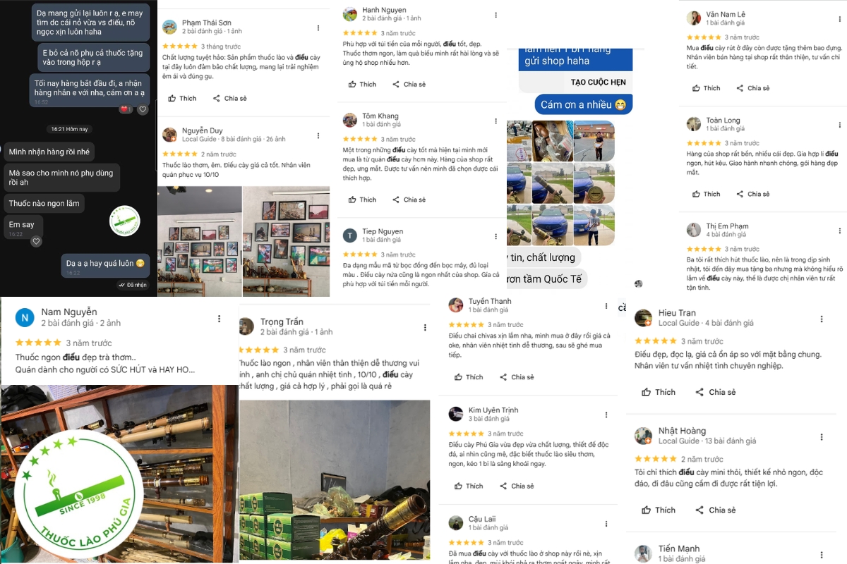 feedback từ khách hàng khi mua điếu cày