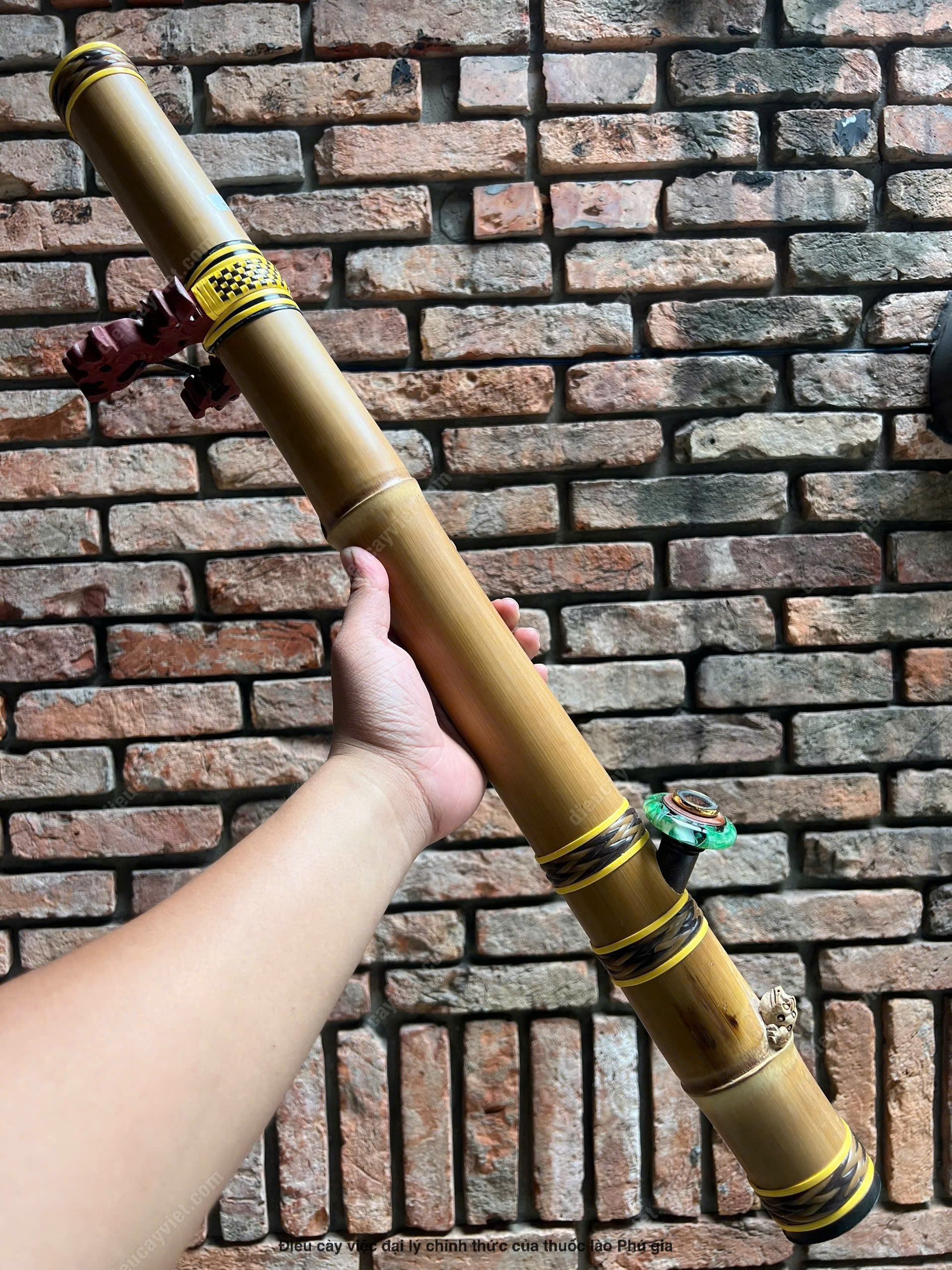 Điếu Cày Tre Đan Mây Nỏ Ngọc Khắc Hình Cóc - TG50 dieu cay tre dan may no ngoc khac hinh coc tg50 1 1