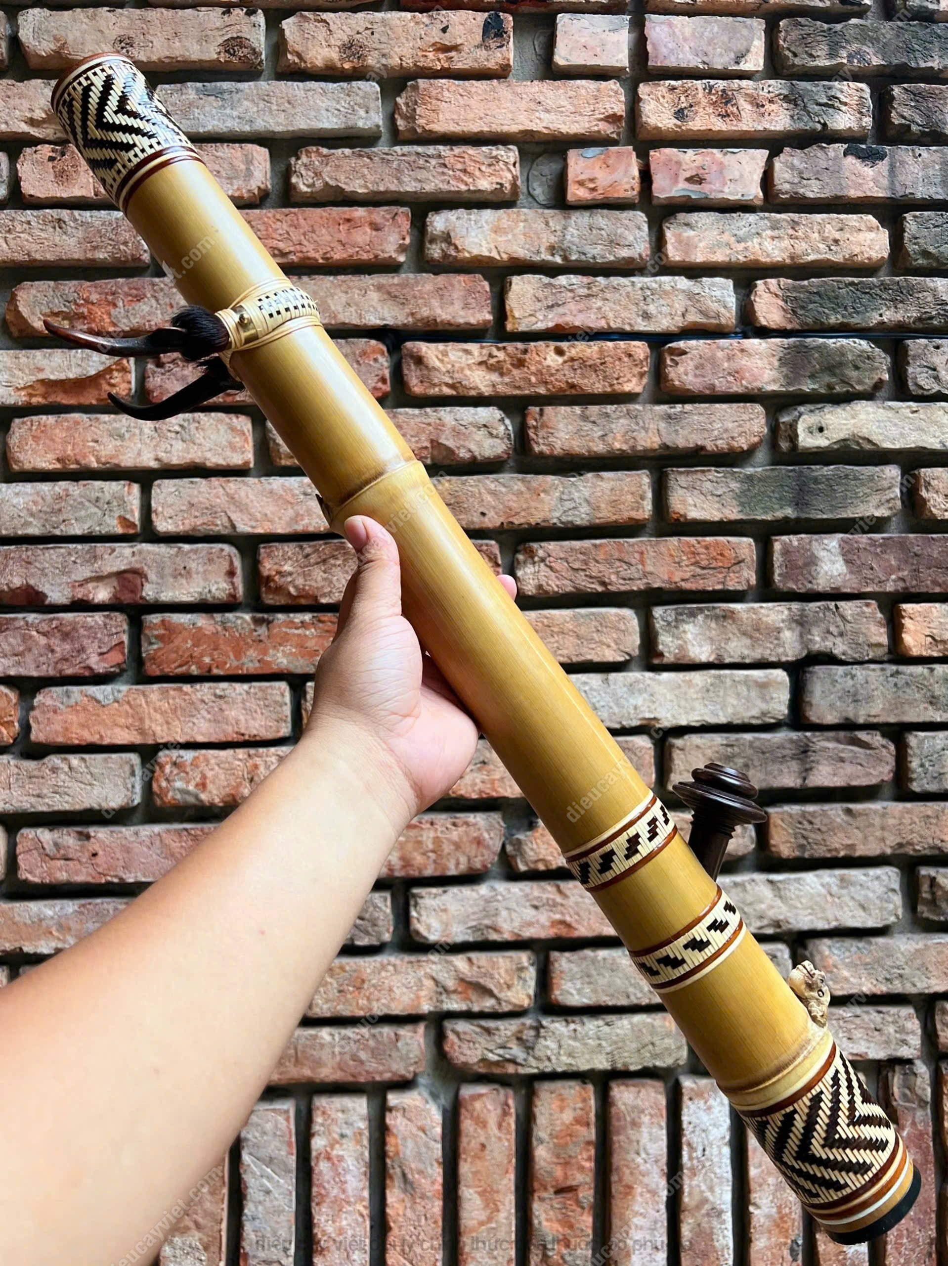 Điếu cày Tre Gai đan mây chân sừng nỏ cẩm - TG51 dieu cay tre gai dan may chan sung no cam tg51 3