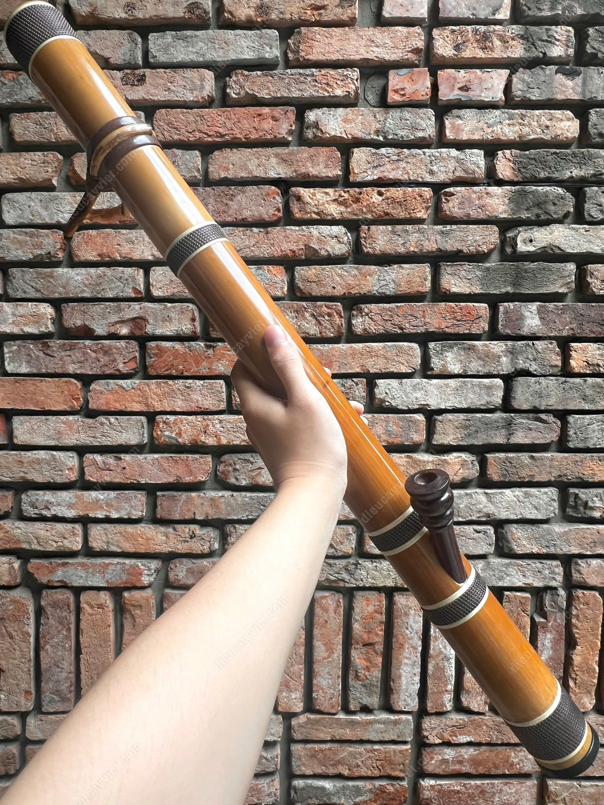 Điếu cày ục Tây Bắc thân tre đan mây nỏ cẩm TB07 (New)