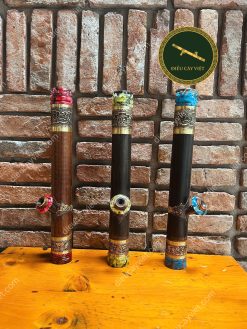 MNBT15 - Điếu cày mini trúc rút bọc đồng khảm nổi đế ngọc 6 mnbt15 1
