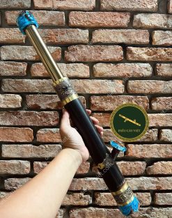 MNBT15 - Điếu cày mini trúc rút bọc đồng khảm nổi đế ngọc 1 mnbt15 2