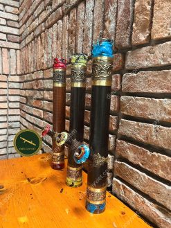MNBT15 - Điếu cày mini trúc rút bọc đồng khảm nổi đế ngọc 5 mnbt15 3